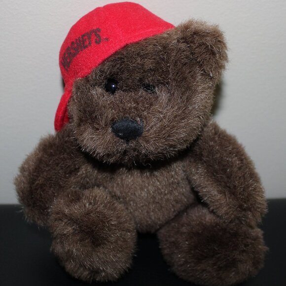 FREE WITH ANY BUY❤️Hershey's Hugs Kisses Brown Bear Red Hat teddy bear soft toy - Picture 1 of 6